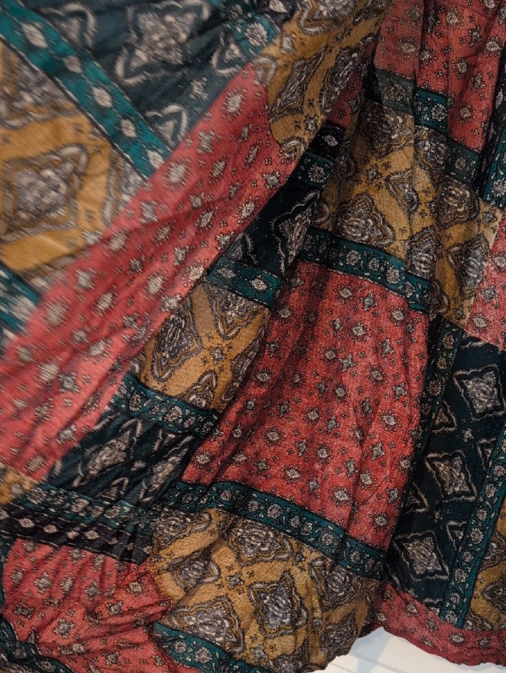 Hayden Boho Patchwork Open Front Komodo- Red, Teal, Mustard NWT Size M - Picture 7 of 10